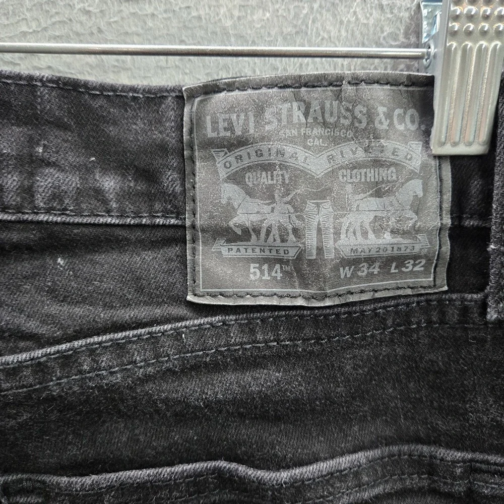 Levi's 514 Men Jeans 34X32 Black Denim Straight Fit‎ Grunge 31